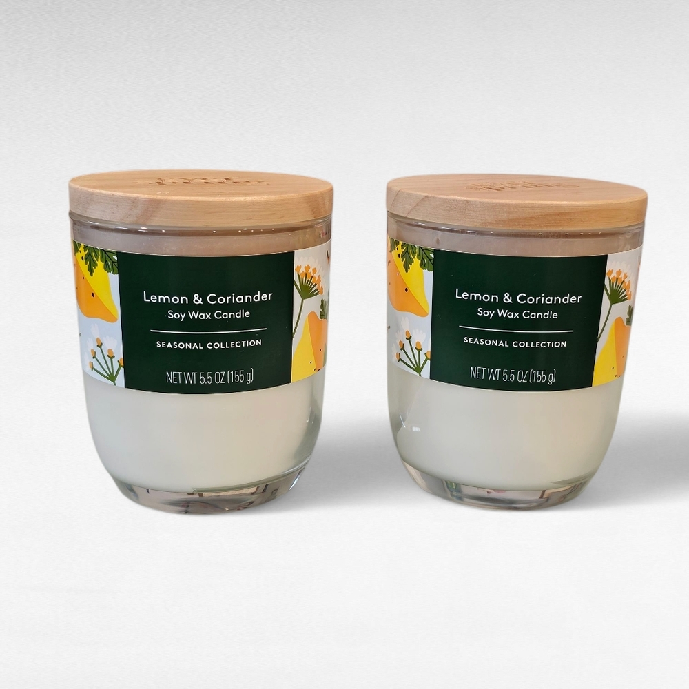 Set of 2 Everspring Lemon & Coriander Soy Wax Candle Seasonal Collection 5.5oz